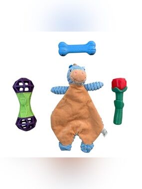 4 Used Dog Toys: Chew & Crinkly - Good Condition